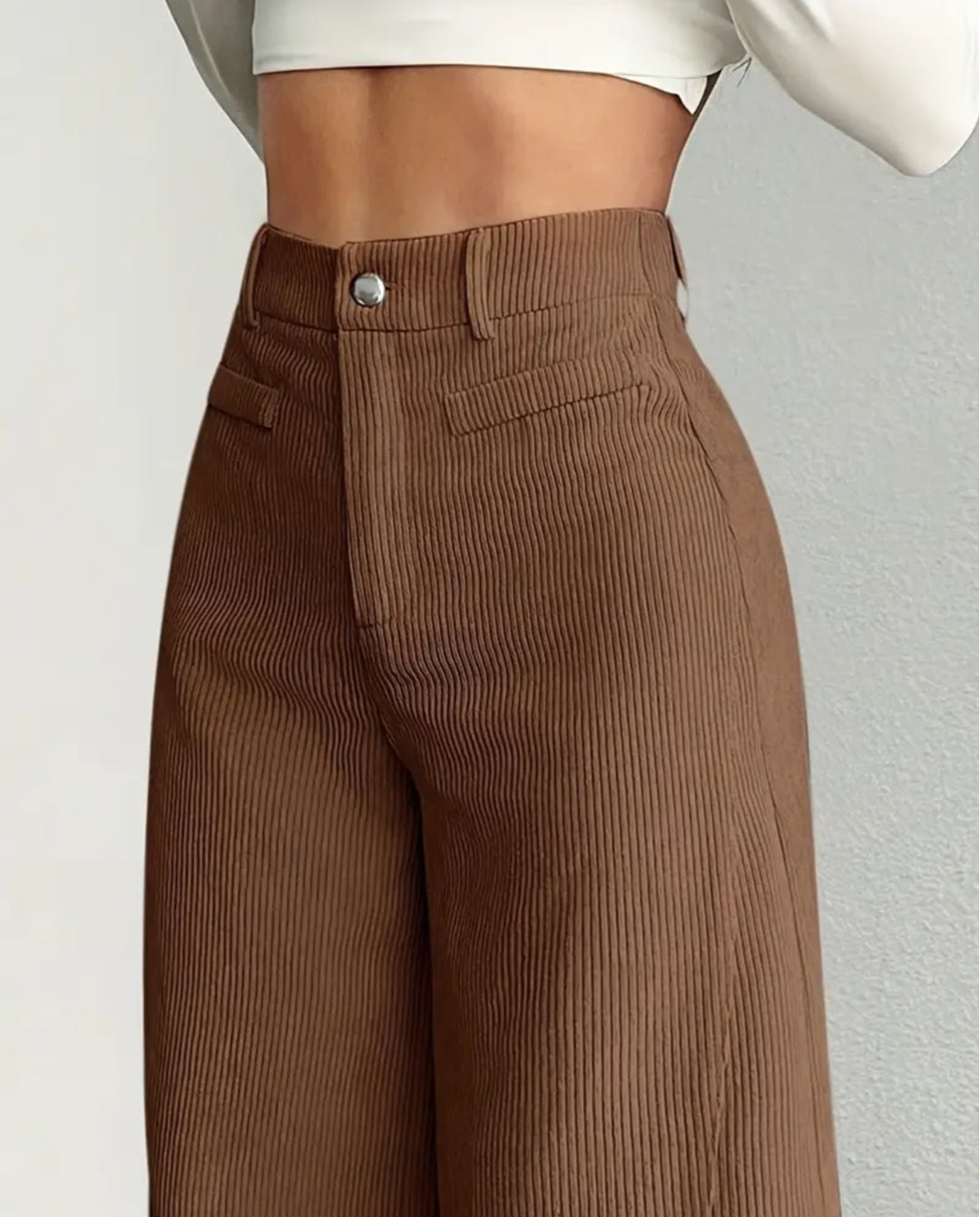 Wide-Leg Corduroy Textured Trousers